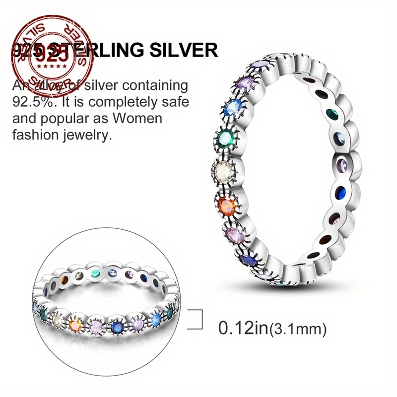 925 Silver Round Ball Zirconia Ring Set Hypoallergenic Wedding Party